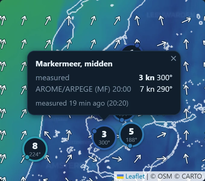 Tap a pin: what the station measured, next to the model at the same moment.